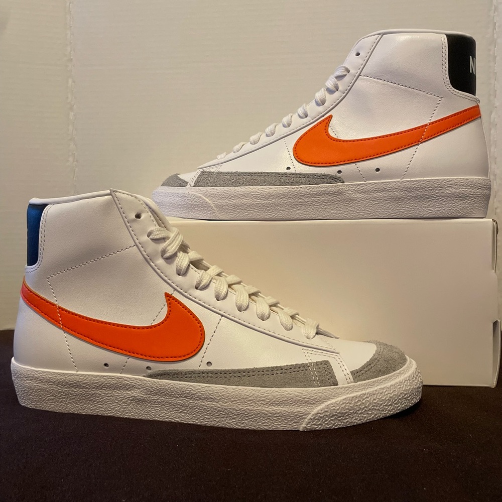 Nike White and Orange High-Top Sneakers